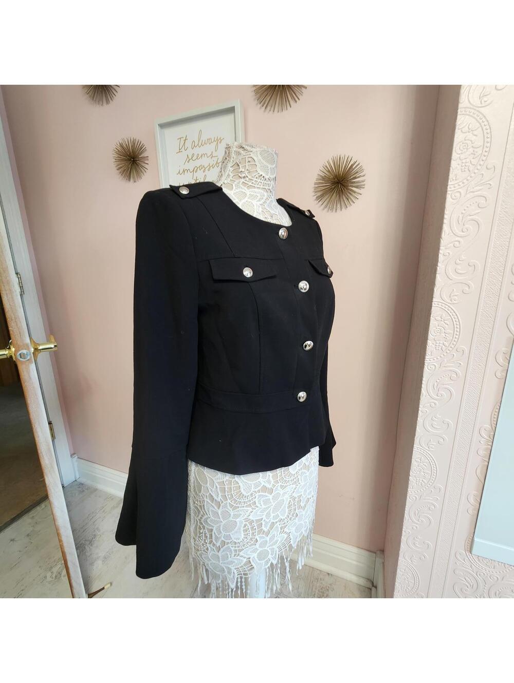 EUC White House Black Market Blazer Jacket peplum black 10
